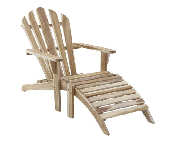 Adirondackstol m/skammel - Teak