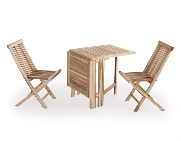 Lærke Teak Cafesæt m/2 Stole - 65x130 cm