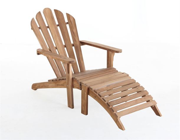 Teak Adirondackstol m/skammel